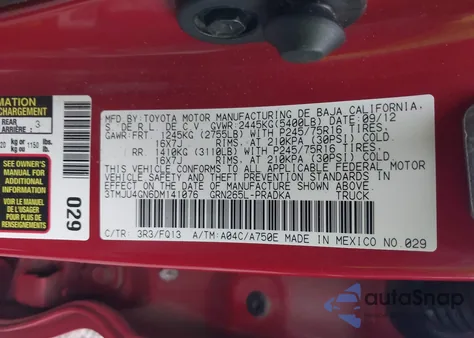 2013 Toyota Tacoma Prerunner V6 from USA, damaged, VIN 3TMJU4GN6DM141076